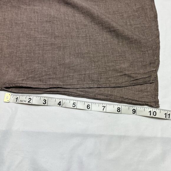 Neuflora Women's Linen Blend Midi Dress Size Small Taupe V Neck Pockets - Picture 12 of 12